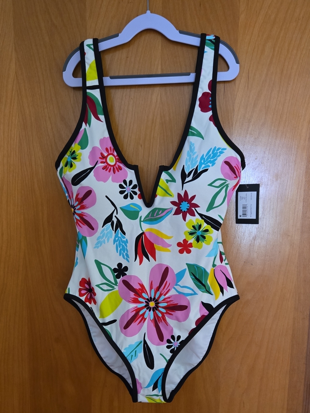 NWT Kate Spade V Wire Floral One Piece Swimsuit, Size L